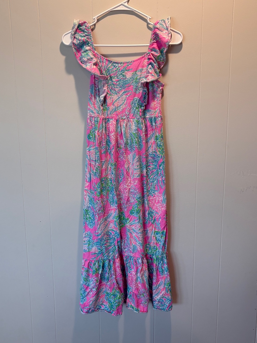 Lilly Pulitzer Pink Tropical Ruffle Maxi Dress or nightgown
